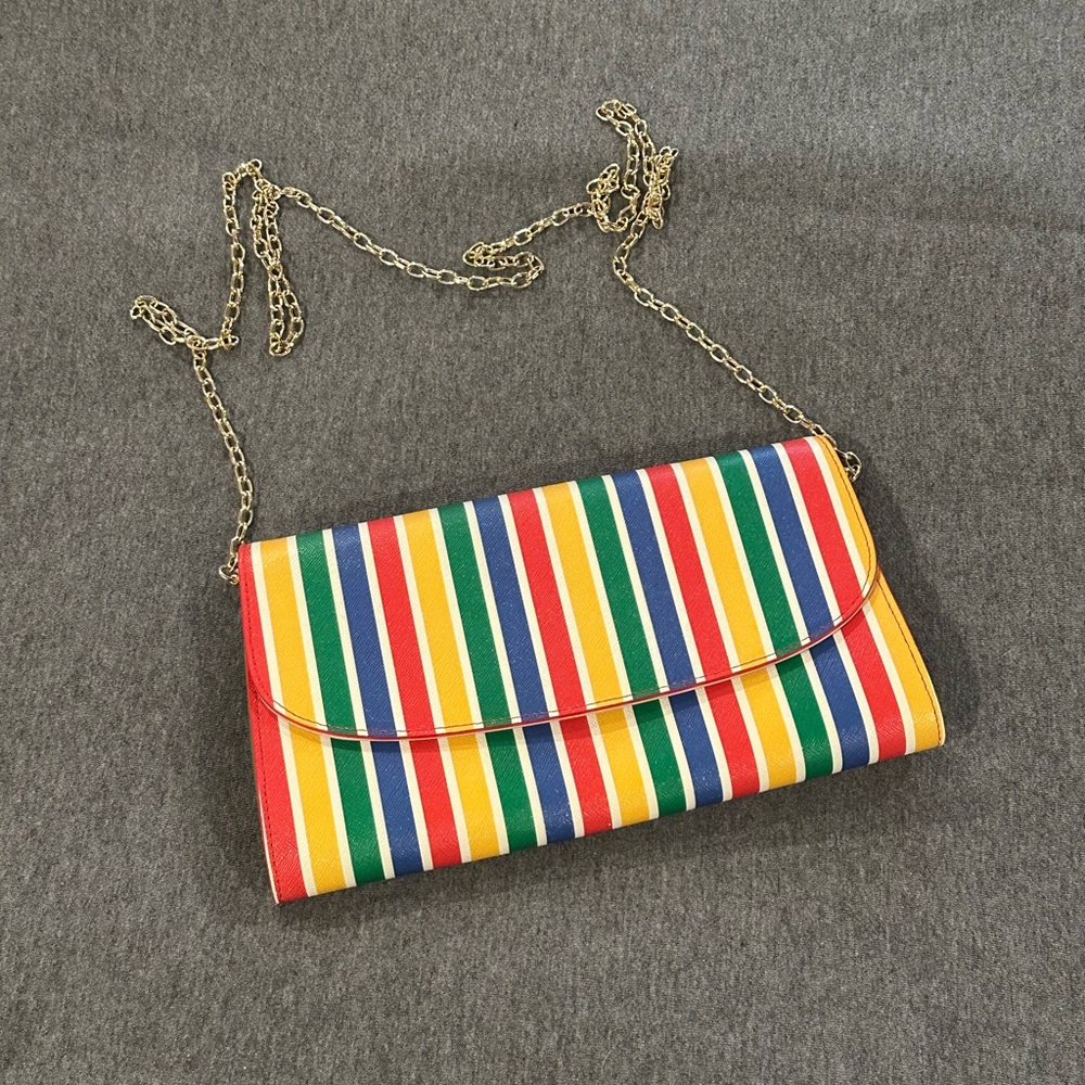 Colorful Clutch with Gold Chain Strap